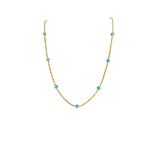 Mavi Masal Boncukları Altın Kolye